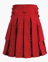 TARTAN HYBRID KILT LAUTREAMONT RED AND BLACK STEWART - scottish kilt jacket